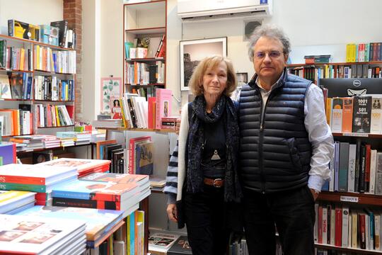 Dominique et Thierry de La Fournière, anciens propriétaires de la librairie Nouvelles Impressions