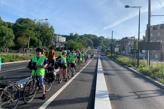 Des cyclothécaires au Havre, en 2019, lors de l’édition Le Havre-Paris.