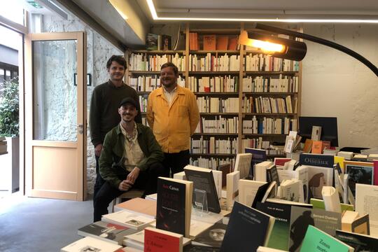 Alphonse Clarou, François Ballaud et Julien Viteau, d'EXC Librairie (Paris)