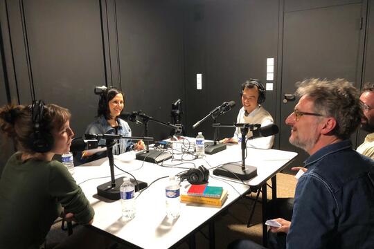 L'équipe de Livres Hebdo dans le studio des Voix du Livre
