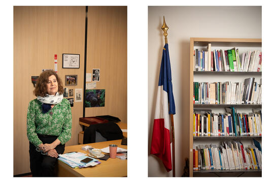 Dominique Simonnot et la bibliothèque du CGLPL