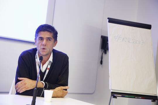 Laurent Beccaria, président des Arènes-L'Iconoclaste, en 2017 aux Rencontres nationales de la librairie