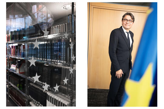 Mattias Guyomar, président de la cour européenne des droits de l'homme et la bibbliothèque de la cour