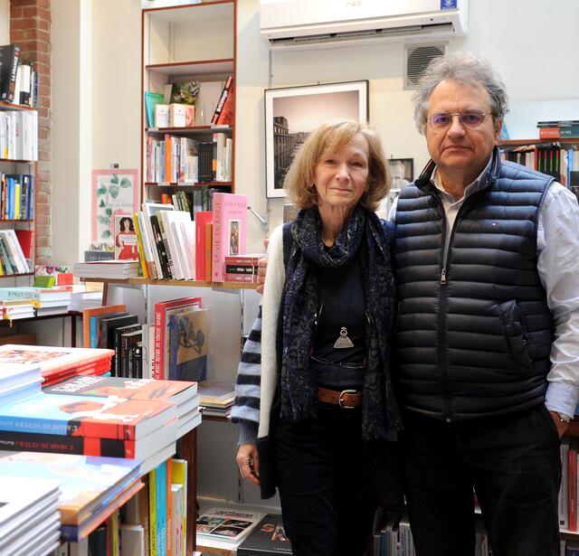 Dominique et Thierry de La Fournière, anciens propriétaires de la librairie Nouvelles Impressions