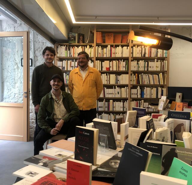 Alphonse Clarou, François Ballaud et Julien Viteau, d'EXC Librairie (Paris)