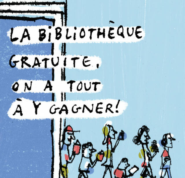 Exemple d'un visuel de la campagne de communication de l'ABF pour la gratuité d'inscription en bibliothèque.