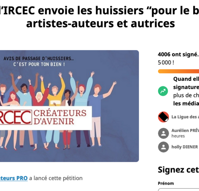 pétition ligue des auteurs professionnels Ircec