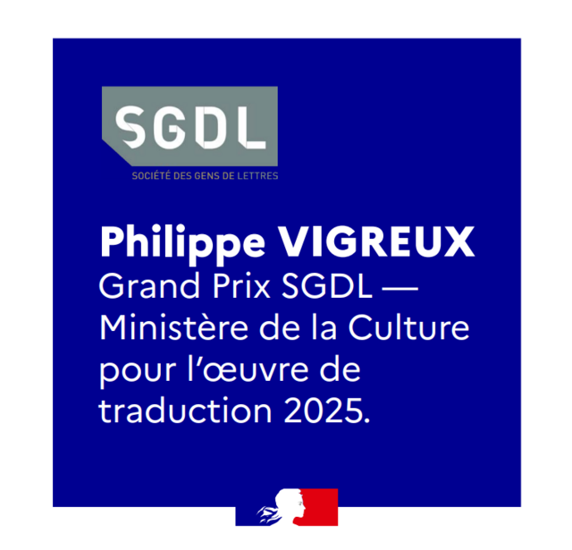 Grand prix de la traduction SGDL-ministère de la culture 2025