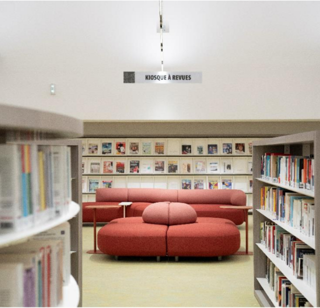 À l'intérieur de la nouvelle bibliothèque Louis Nucéra à Nice 