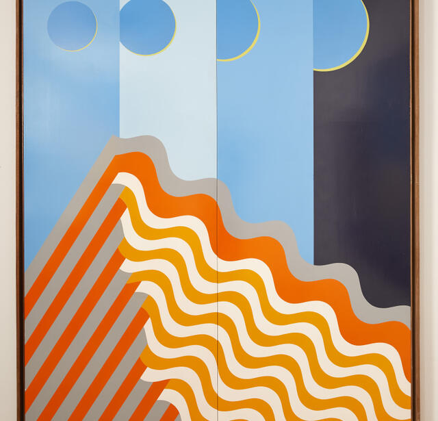 Mohamed Melehi, Volcanique, 1985, peinture cellulosique sur bois