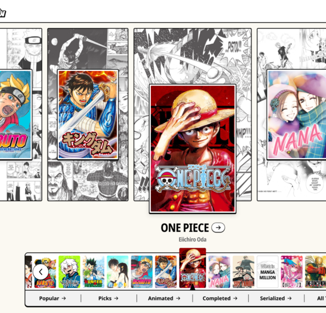 Page d'accueil du service MANGA MILLION, lancé par Shueisha le 6 août 2026.