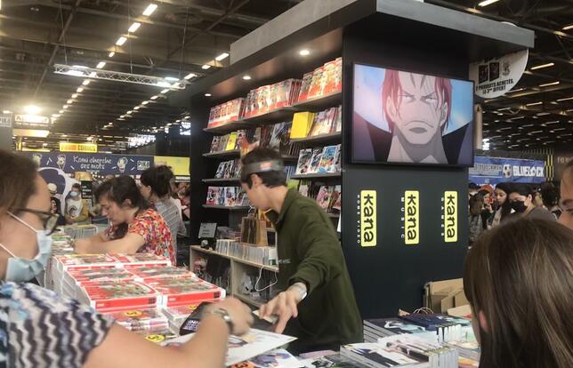 Japan Expo, stand Kana. Vendredi 15 juillet au Parc des expositions de Villepinte.