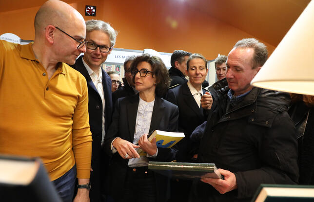 Jean-Louis Gauthey(éditions Cornélius), Pascal Perrault (directeur général du CNL), Rachida Dati et Franck Bondoux (9emeArt+)