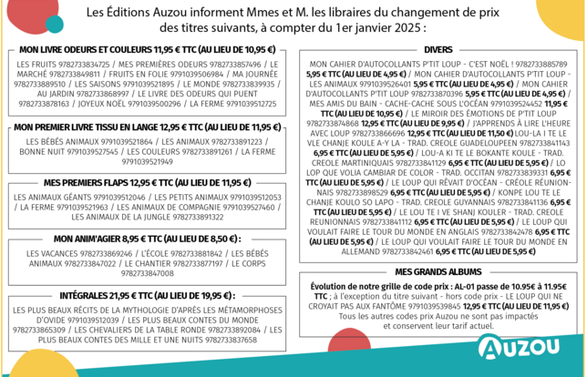 AUZOU PRIX