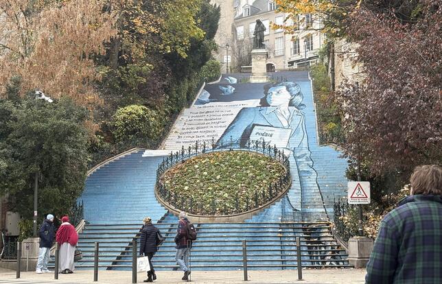 Escalier Denis-Papin de Blois aux couleurs de Madeleine Resistante