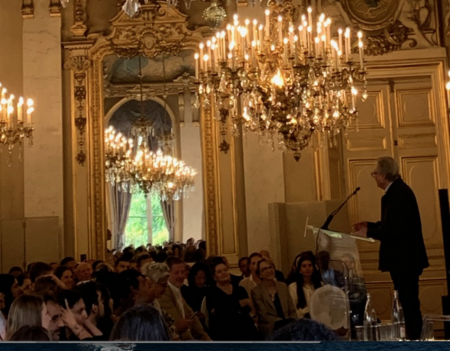 Le président du jury Pierre Haski lors de la remise du premier prix littéraire du quai d’Orsay dans les salons de réception du ministère le 4 juin 2025