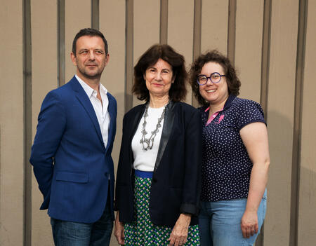 Thomas Bout, directeur des éditions Rue de l'échiquier, Sylvie Crossman, cofondatrice et désormais codirectrice de la collection « Indigène » et Léa Thévenot, responsable de la communication des éditions Rue de l'échiquier
