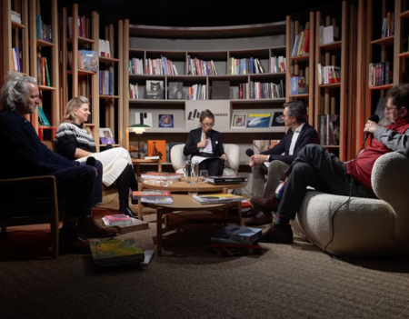 Les invités du webinaire spécial prix "J'aime le livre d'art" dans le studio de Livres Hebdo