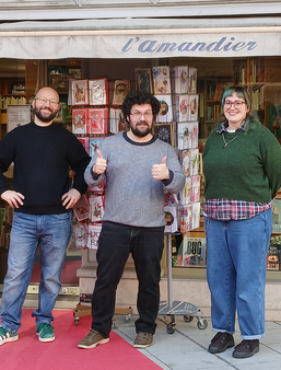 Samuel, Thomas Auxerre et Pauline de la librairie l'Amandier