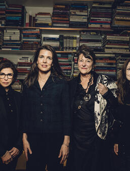 Rachida Dati, Ministre de la culture, Charlotte Casiraghi, autrice de La Félure (à paraitre chez Julliard), Régine Hatchondo, Présidente du CNL, Laurence Delamare, directrice de la librairie 7L