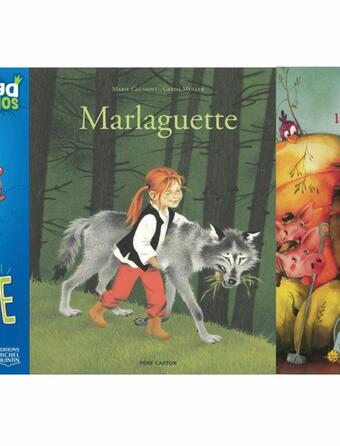 Gonzague, le loup végétarien de Daniel Laverdure, (Michel Quintin), Marlaguette de Marie Colmont (Père Castor-flammarion) et Les carottes sont cuites pour le grand méchant loup ! de Bogeat Suzanne et Xavière Devos (L’Élan vert)