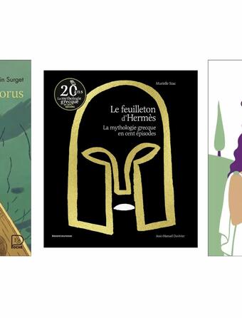 L'œil d'Horus, d'Alain Surget (Flammarion Jeunesse), Le feuilleton d’Hermès, la mythologie grecque en cent épisodes de Murielle Szac (Bayard Jeunesse) et 9 héroïnes de l'Antiquité, de Brigitte Heller (Flammarion Jeunesse)