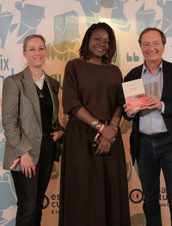 Prix Landerneau 2026 à Hemley Boum pour nos vie sauvages (gallimard) avec M.E Leclerc et Adélaïde de Clermont-Tonnerre 