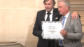 Daniel Rondeau de l'Académie Française et Antoine Gallimard le 18 juin 2025 sous la coupole