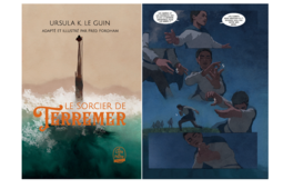 Couverture et extrait du "Sorcier de Terremer" d'Ursula Le Guin adapté par Fred Fordham (Le Livre de Poche Graphic)