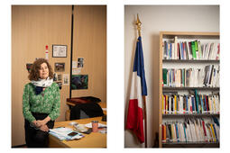 Dominique Simonnot et la bibliothèque du CGLPL