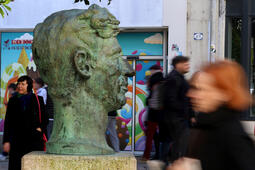 Statue d'Hergé pendant le festival d'Angoulême en janvier 2025